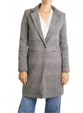 Cappotto a quadri con bottone 